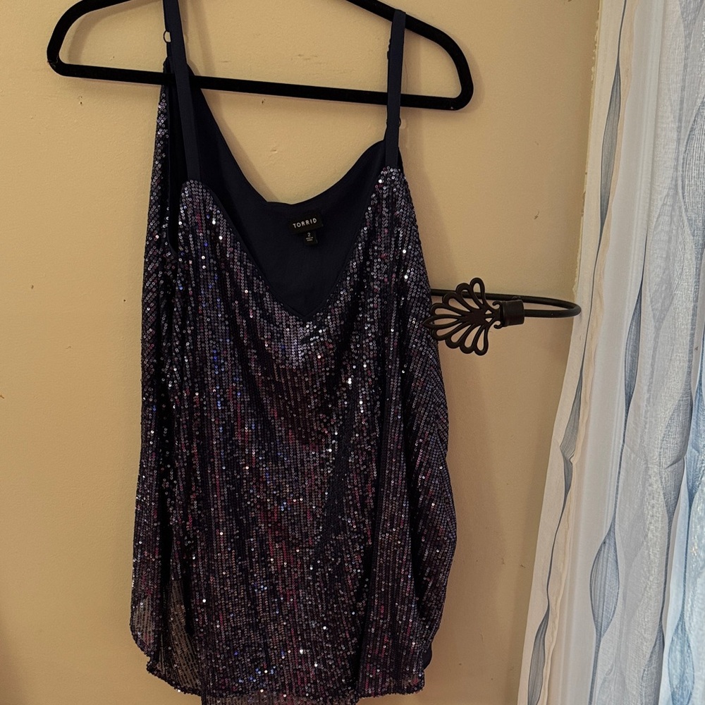Torrid Black and Purple Sequin Camisole